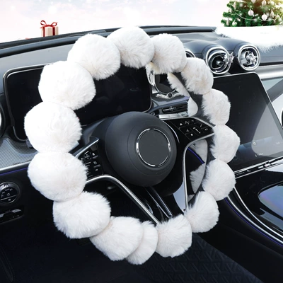Steering wheel cover Plush Cross-Border Foreign Trade Hot-Selling - white-38cm