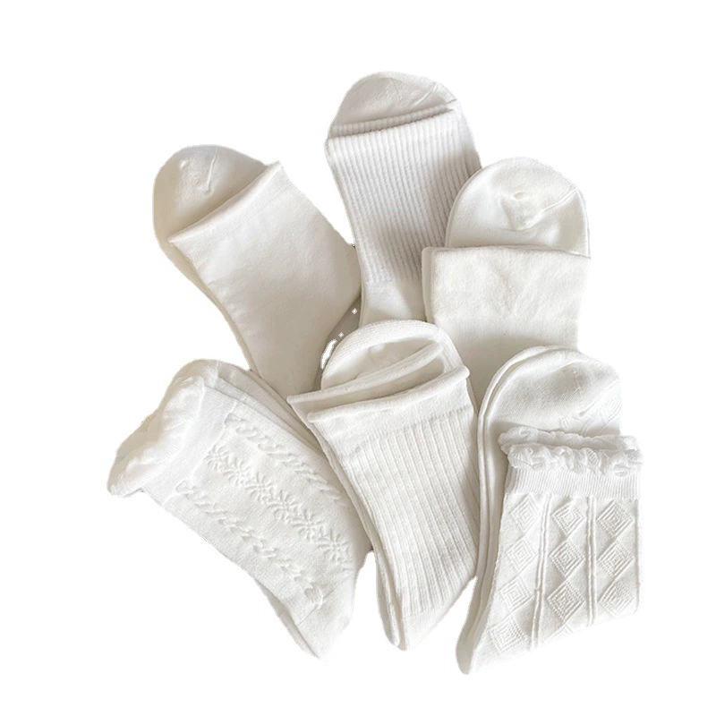 Demi-Season Tide Knee Socks, Thin White Lolita/Korean Style, Mid-Length One Size