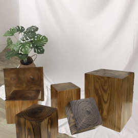 梓木方形原木墩子实木树桩换鞋木凳子家用北欧创意摆件服装店装饰