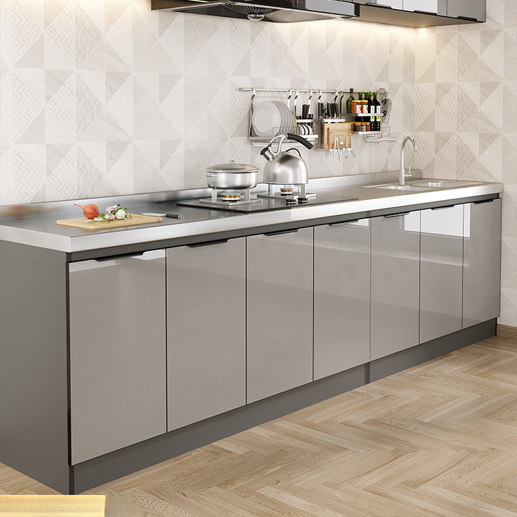 Stainless Steel Cabinet Simple Storage Stove Cabinet Integrated Assembly Rental Home Economical Storage Kitchen Cabinet