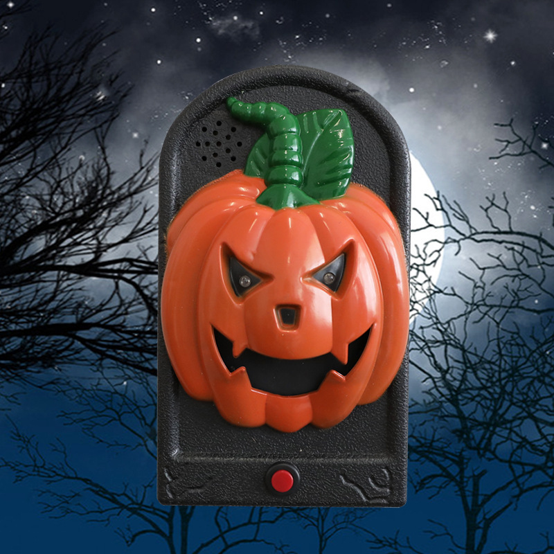 Halloween Pumpkin Lantern Big Skull Button Voice Haunted House Chamber Bar Decoration Photo Frame Doorbell Props