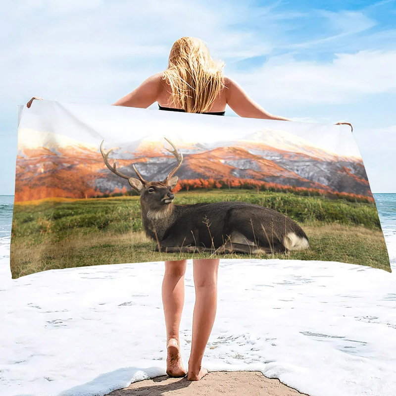 Sika deer beach towel sports towel microfiber quick-drying swimming blanket yoga fitness bath towel travel towel