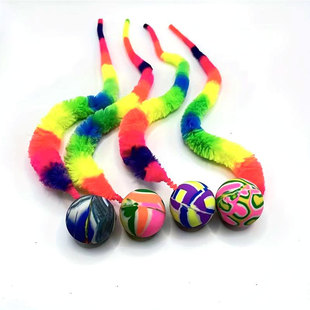 Bouncing Ball Colorful Cat Bug Caterpillar with Bouncing Ball Cat Bug Long Rod Fishing Rod Rainbow Cat Bug