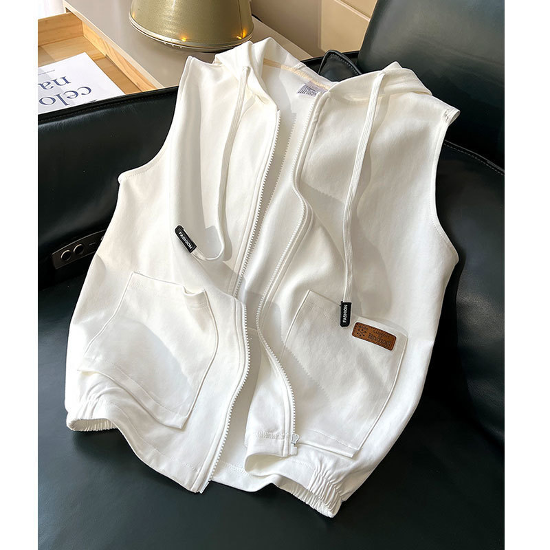Women's Vest Coat Vest Casual Thin Color Outer Wear Cardigan Sleeveless Hooded Waistcoat Zipper Top