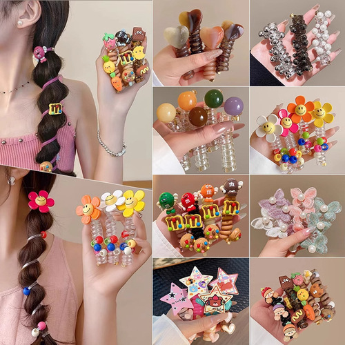 Cross-border direct call line, circle pearl braided hair magic tool, women's high ponytail temperament bubble braid hair tie hair accessories