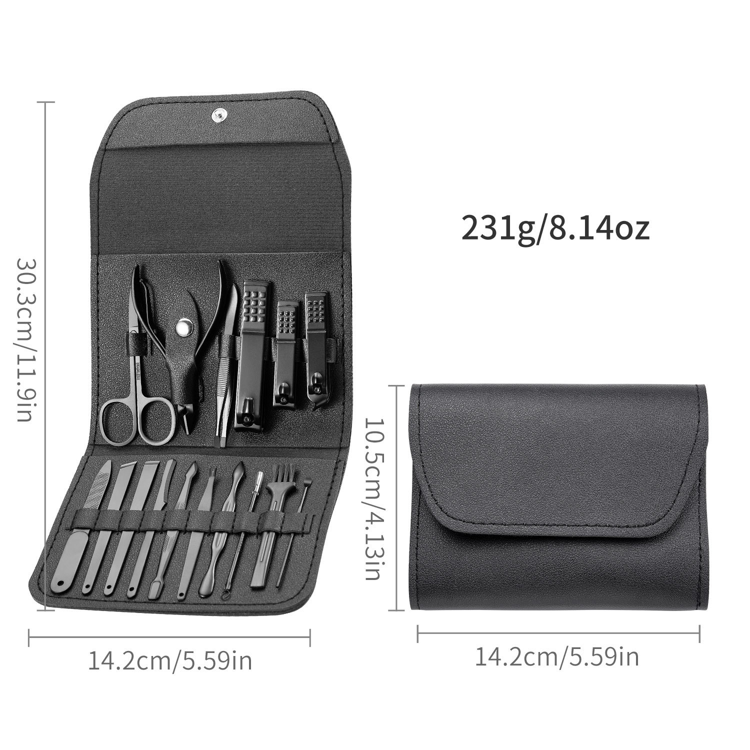 Matcha verde 16 unidades cortaúñas traje de acero inoxidable cortaúñas traje conjunto completo cortaúñas herramientas de uñas