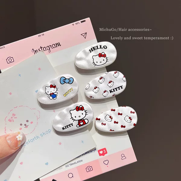 Cute and Sweet Pearl White Cat Oval Hair Clip Cartoon Girl Ins Versatile Bangs Clip Internet Celebrity Hairpin Wholesale