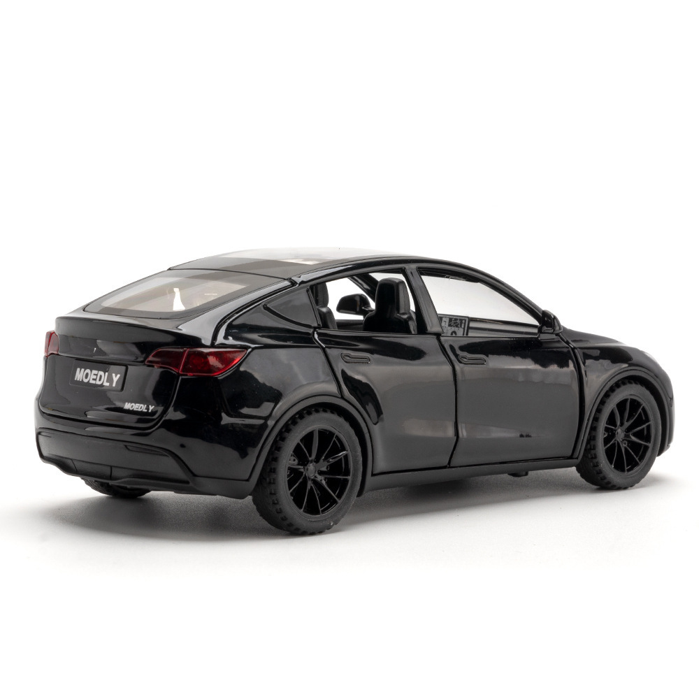 Zhongyuan xinghejin modelo de coche 1:32 nueva energía tesla ModelY tire hacia atrás juguete coche música modelo caja de polvo
