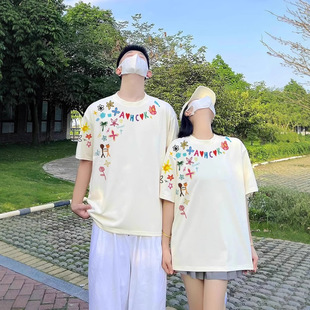 Summer Pure Cotton Short-Sleeved T-Shirt Couple Wear Lazy Style Loose Niche Design Tops for Men and Women Student Trendy Class Uniforms