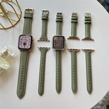 适用于苹果手表带牛油果色系列iwatch7/6/5/Se代新款真皮时尚表带