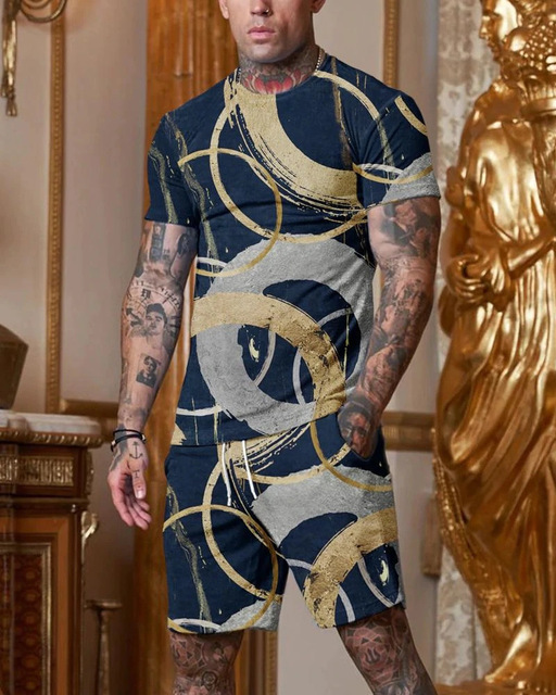 Conjunto de camisetas para hombre y mujer, moda deportiva con estampado Digital 3D, informal, más fácil para combinar, conjunto de dos piezas a la moda, 2024