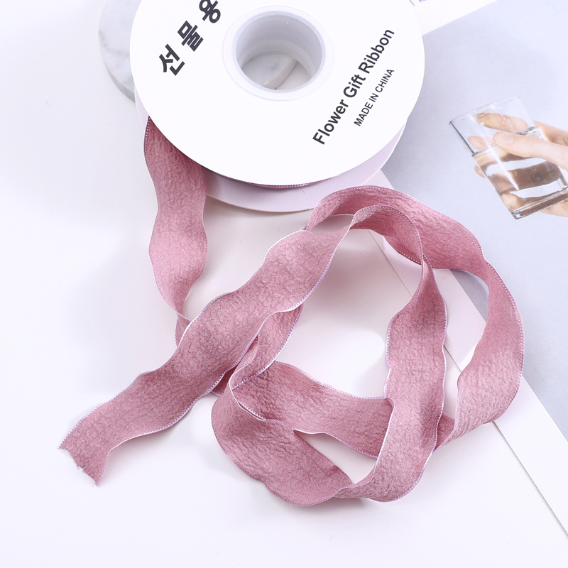 Nueva ola cinta plisada espina de pescado cinturón de hilo de oreja flor tienda de flores embalaje cinta pastel hornear cinturón de tela floral