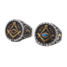 R1813 外贸饰品批发 欧美个性复古共济会男士钛钢戒指