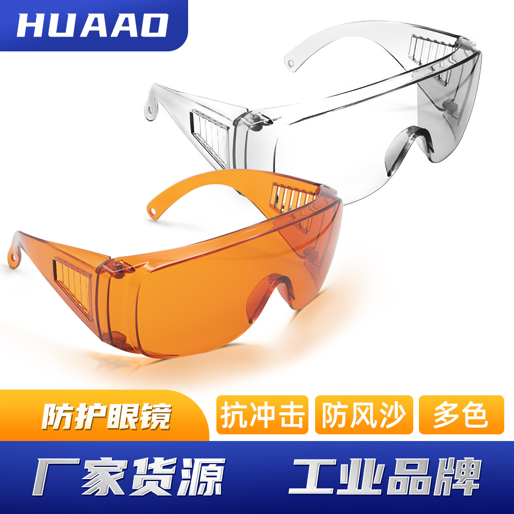 化工科研实验室安全防护镜侧翼排风设计防雾防飞溅百叶窗防护眼镜