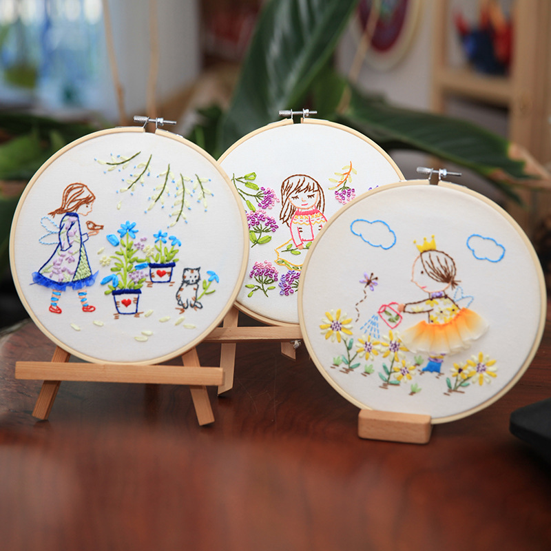 Hecho a mano de los niños DIY pintura bordado material paquete decoración Lu bordado su bordado europeo hojas Cruz puntada Kit