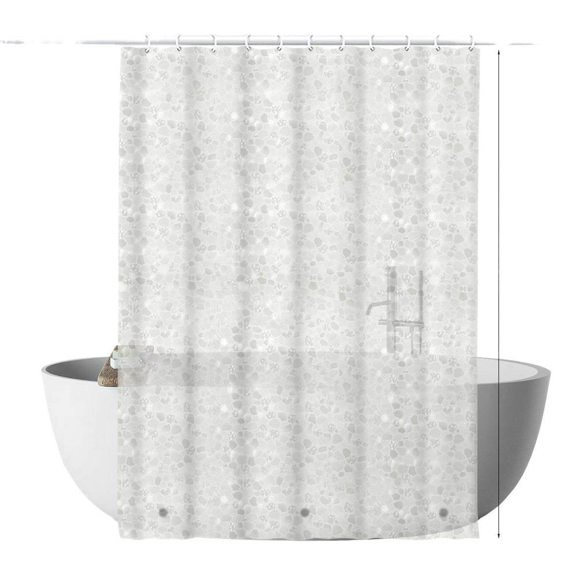 Cortina de Ducha EVA con Patrón de Grava 3D para Comercio Transfronterizo, Gruesa, Semitransparente, con Patrón Geométrico, Impermeable, para Colgar en el Baño