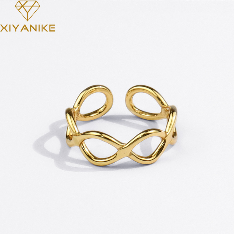Korean personality hollow ring niche design sense geometric open ringpicture3