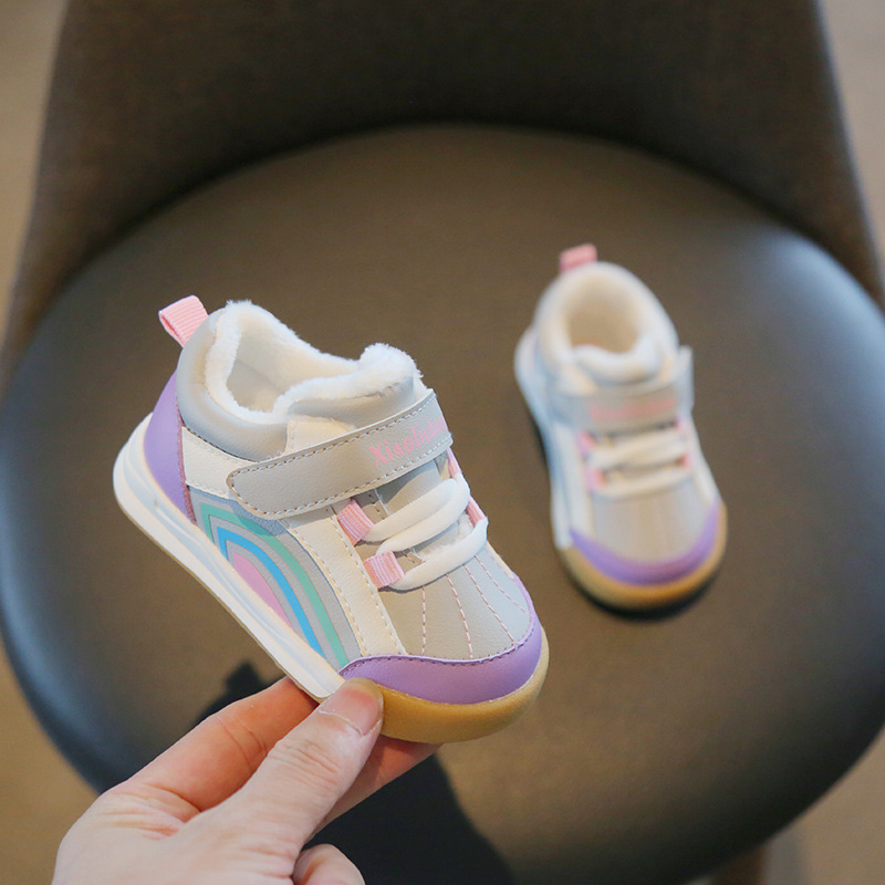 Otoño e invierno nuevos dos zapatos de algodón para niños al por mayor zapatos de algodón para niños zapatos de bebé forrados de lana caliente cálido