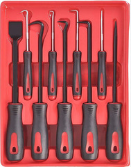 9 pieces oil seal screwdriver, oil seal puller, oil seal disassembly and assembly hook, O-ring removal tool, O-ring hook