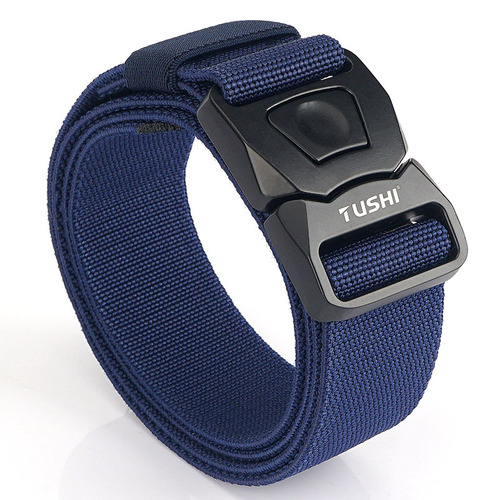 New men's casual versatile workwear nylon belt outdoor training quick release buckle tactical elastic belt