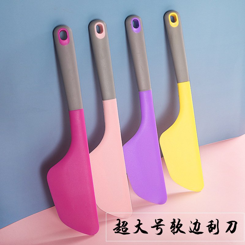 Raspador de silicona de borde suave grande de 10 pulgadas, crema batida de pastel resistente a altas temperaturas, herramienta de horneado de raspador de borde suave grande
