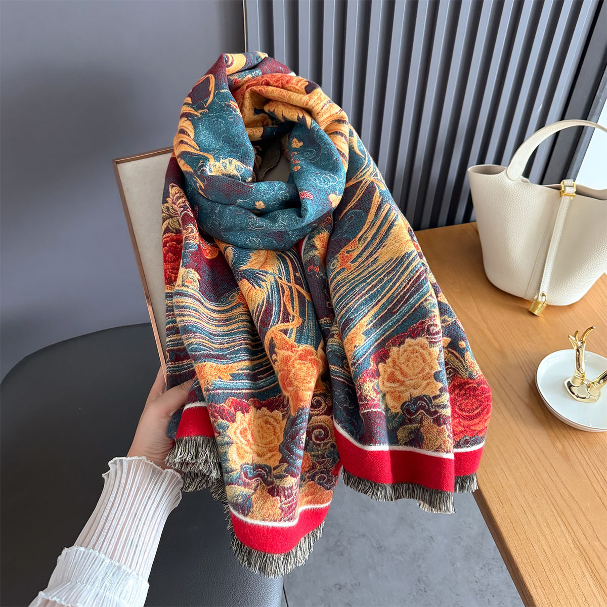 Cachecol de cashmere para mulher, cachecol de inverno luxo_voghion.com