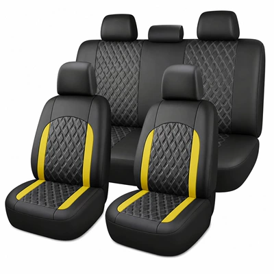 Universal seat cover | dustproof, comfortable - double-stitched-black-and-yellow-full-nine-piece-set-for-the-vehicle