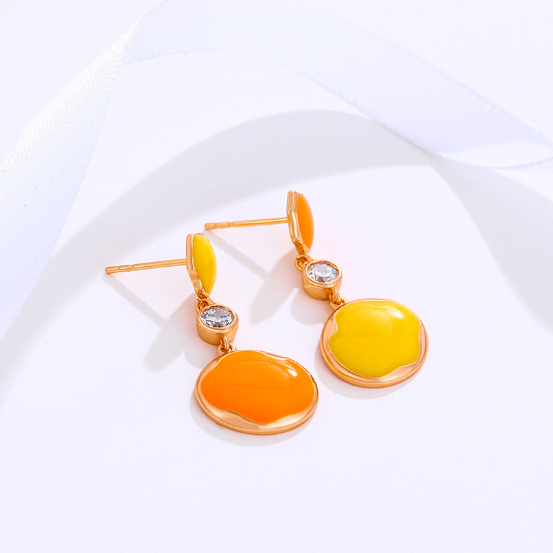 Joyería de Xupar Corea del Sur elegante irregular pendientes de aleación femenina chapado en oro de alto grado diseño retro gota esmalte pendientes