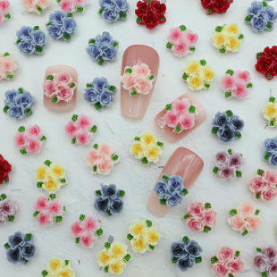Nail Art Accessories Plant Three Generations Rose Camellia Nail Decorations Three-Dimensional Resin Wearable Nail Accessories Wholesale