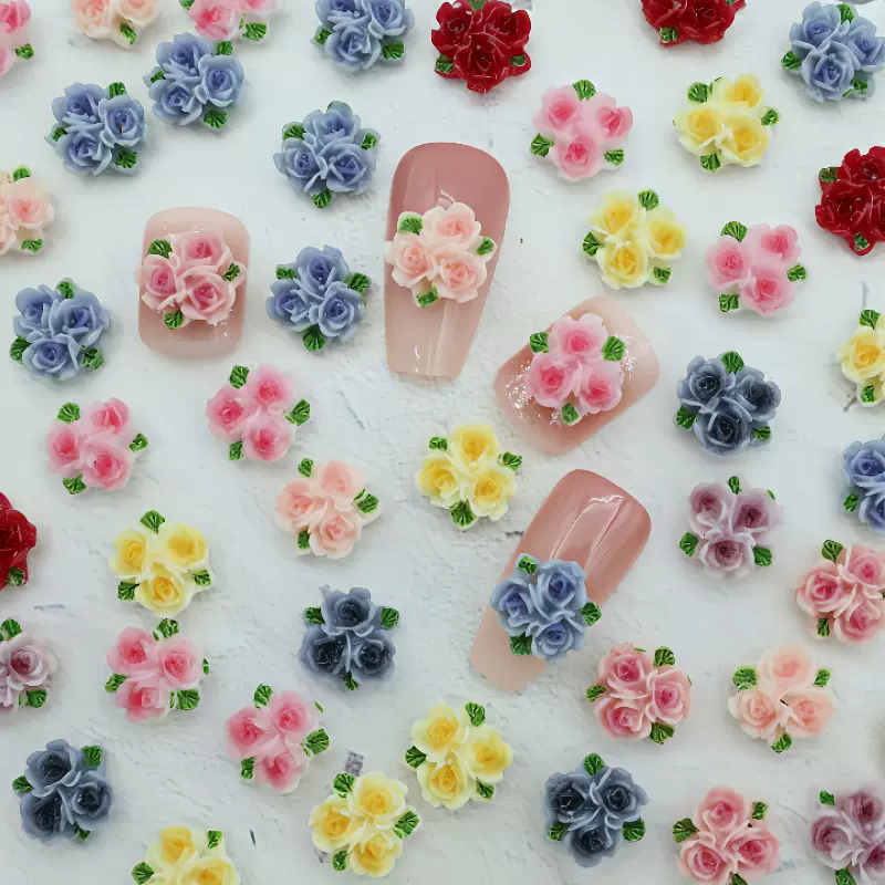 美甲饰品植物三世玫瑰花小花指甲饰品树脂材质批发美甲饰品小配件