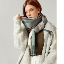 温暖软糯格子围巾女 秋冬新款好搭保暖仿羊绒流苏大披肩一件代发