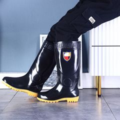 冬季男士高邦雨鞋高筒保暖舒適工地長筒雨靴塑膠水鞋牛筋底膠鞋男