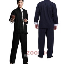 李小龙唐装咏春拳服装 棉麻长袖民族服装 亚麻太极服道馆服