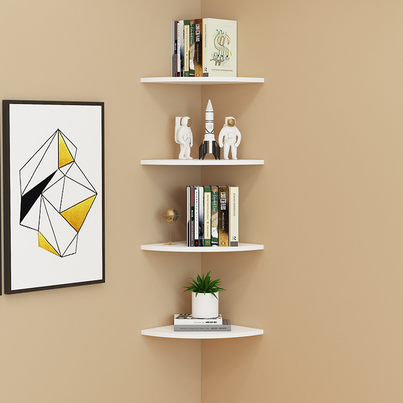 Corner Shelf for Wall, Multi-Layer Storage for Kitchen, Bedroom, Living Room, Triangular Partition, Floating, No Drilling Required