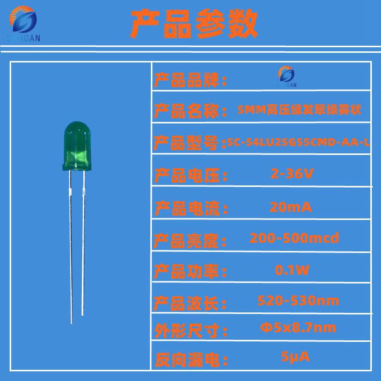 5MM高压绿发翠绿雾状参数