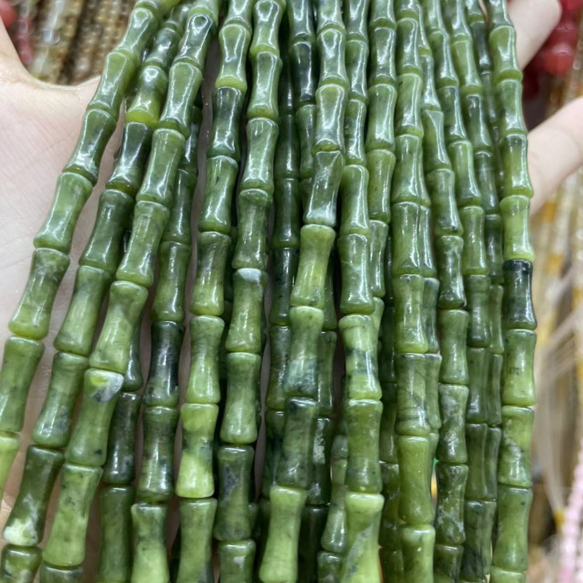 天然南方玉竹節串珠散珠飾品配件批發天然石5*12mm半成品批發