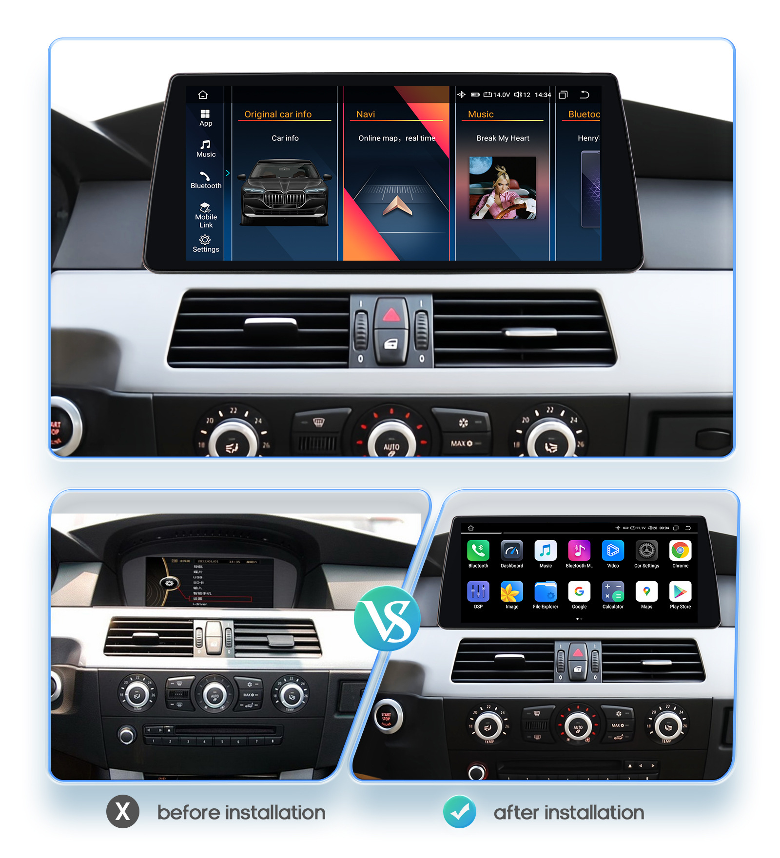 Suitable for 09-10 Bmw 5 Series E60 E61 E63 E64 Android Smart Large Screen Car Navigator Gps