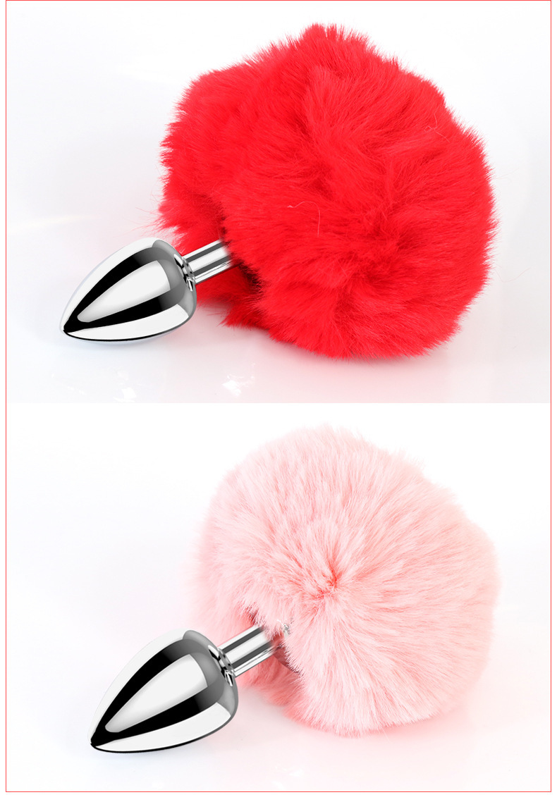 Stainless Steel Fox Tail Anal Plug, Metal Anal Toy for Adults, Pink — detail image 5