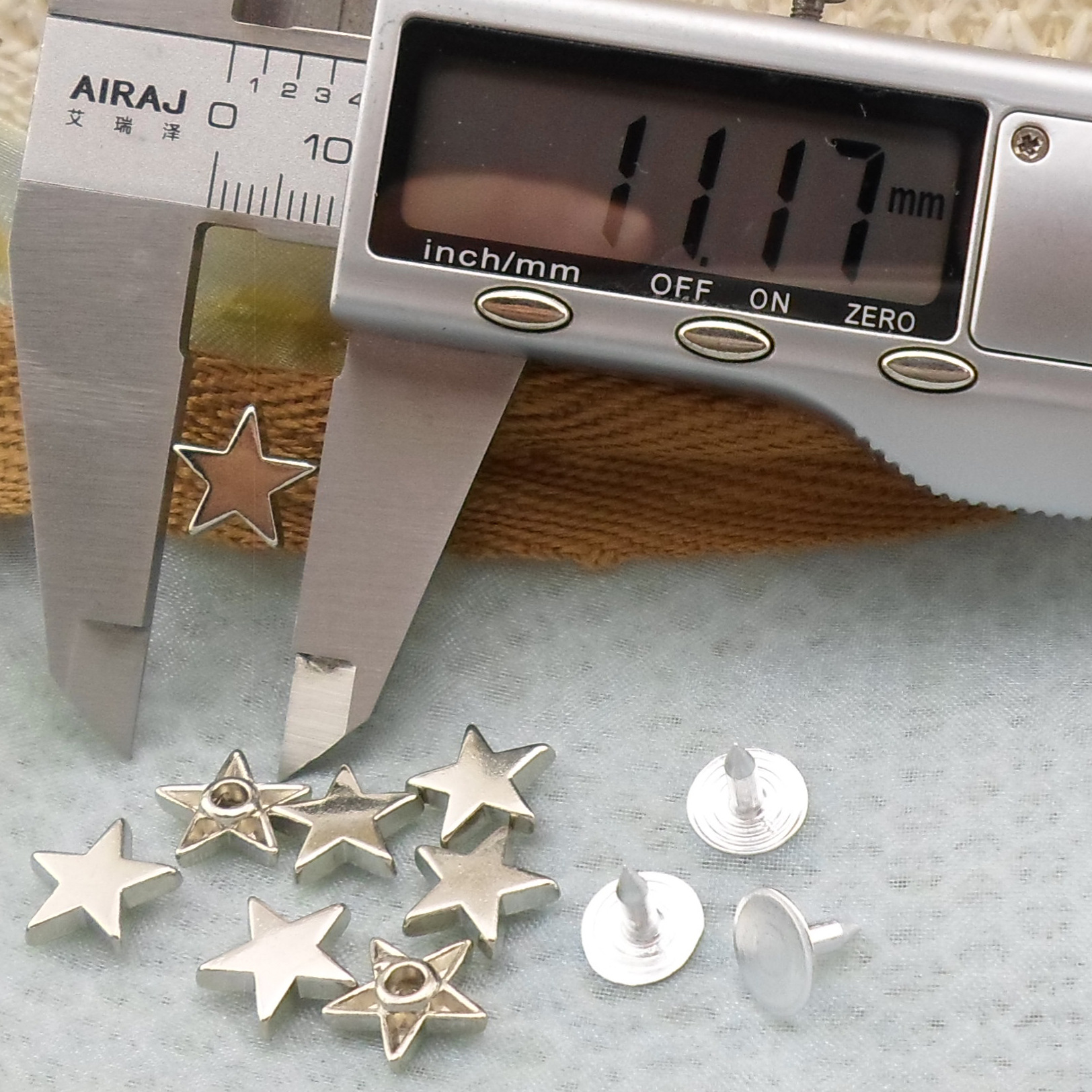 （合金）11MM平面五角星包包装饰撞钉  帽子衣服星星金属铆钉