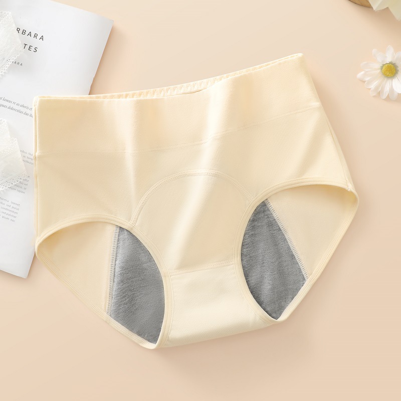 Período fisiológico ropa interior entrepierna de algodón de las mujeres cintura alta pantalones cortos de niña Tía grande período menstrual ropa interior tía a prueba de fugas