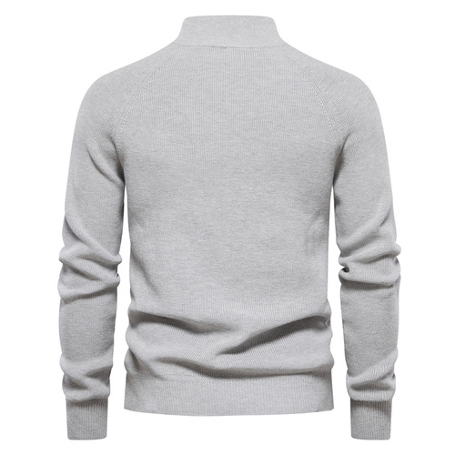 Autumn/Winter New Men's EU Code Cross-border Knit Sweater Men's Long Sleeve Half Zip Collar Plain Color Versatile Casual Fashion Sweater
