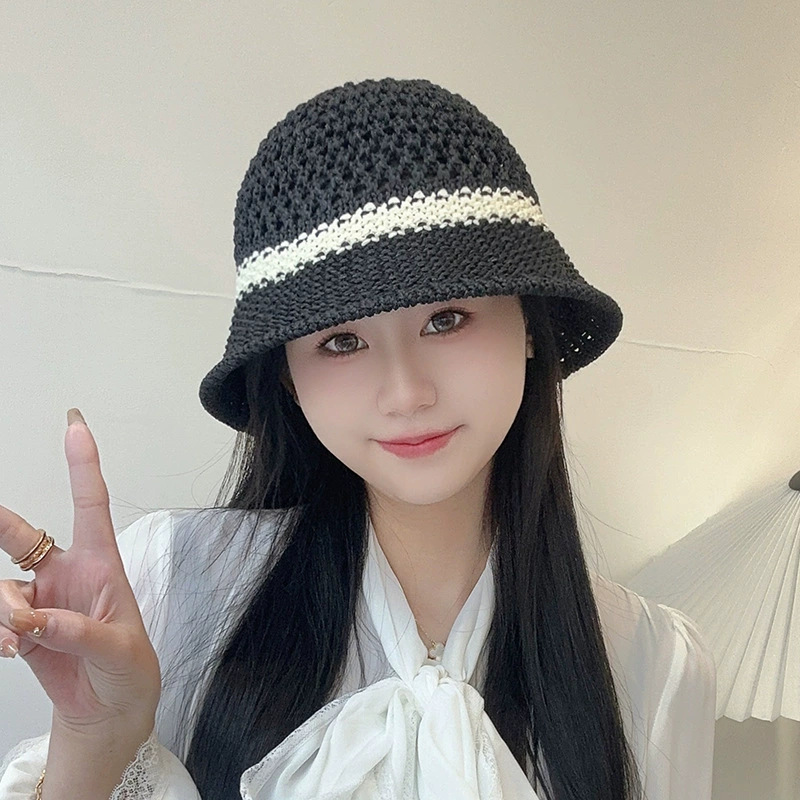 Bean pattern basin hat-black