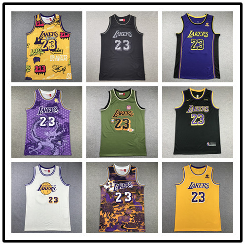 Cross-Border Wholesale Export Embroidered Jersey American Lakers No. 23 Lebron James Vest Basketball Uniform