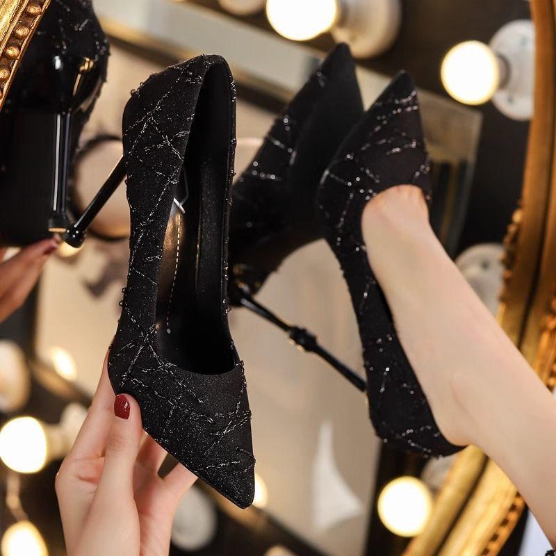 2026 Summer New High-Heeled Shoes for Women, Closed-Toe, Thin Heel, Comfortable, Versatile, Pointed Toe, Black, Full-Coverage 2026 Summer New High-Heeled Shoes for Women, Closed-Toe, Thin Heel, Comfortable, Versatile, Pointed Toe, Black, Full-Coverage