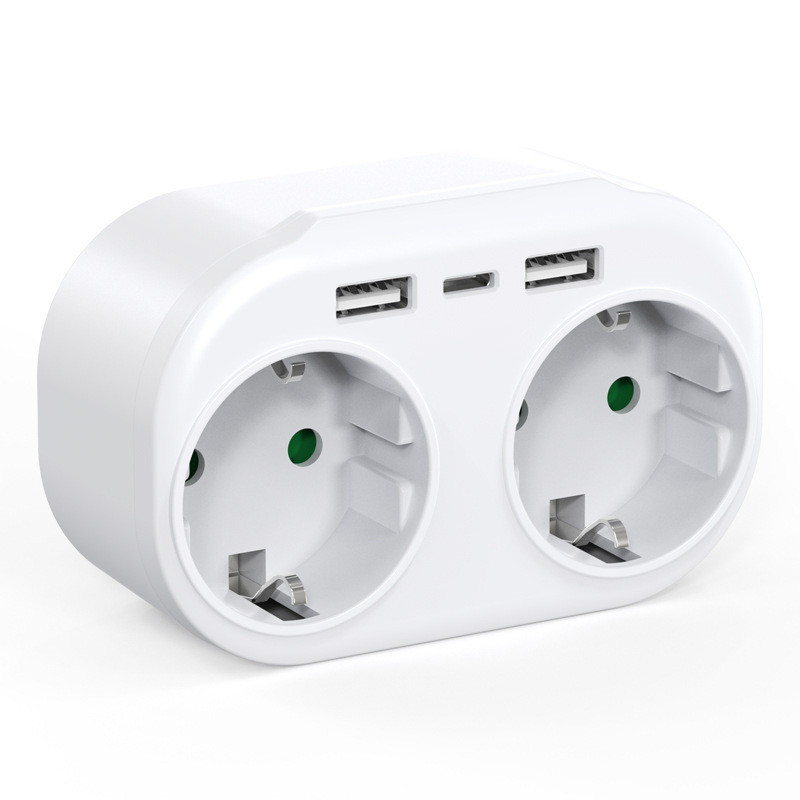 Standard USB Plug Multi-Port Converter Smart One-to-Two European Multi-Function Socket Germany_voghion.com