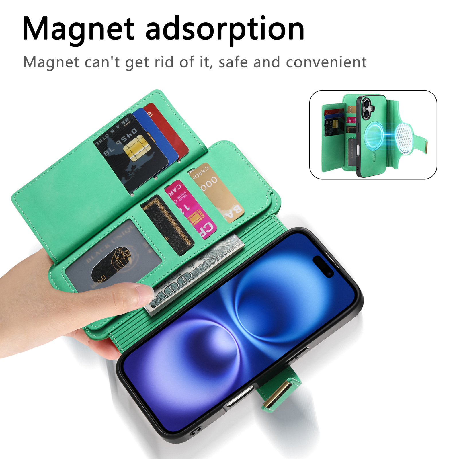 TechGlobe Cross-Border Magnetic Detachable Compatible With IPhone Quick Release 16 Flip Leather Case 15p_voghion.com