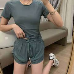 專業時尚運動健身瑜伽服女短袖T恤網紗透氣夜跑運動衣可定LOGO