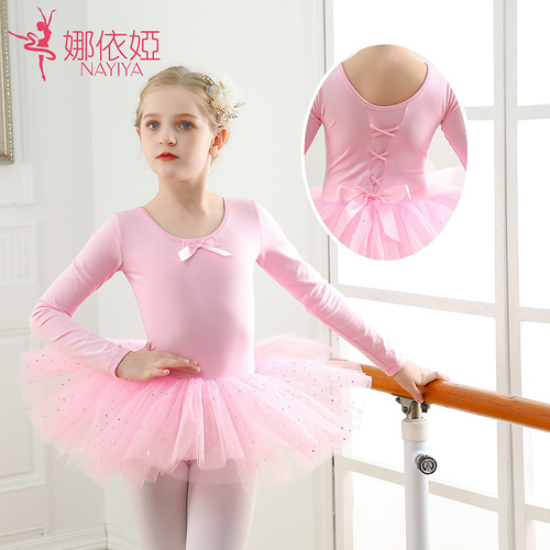 Sequined Skirt Dance Clothes Children's Women's Autumn and Winter Toddler Tutu Tutu Exam Practice Clothes Chinese Dance Clothes Long Sleeve Clothes