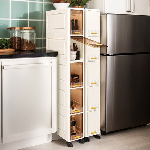 Storage cabinet modern large capacity foldable cabinet multi-layer transparent storage cabinet clothes toys narrow slot cabinet multi-layer foldable