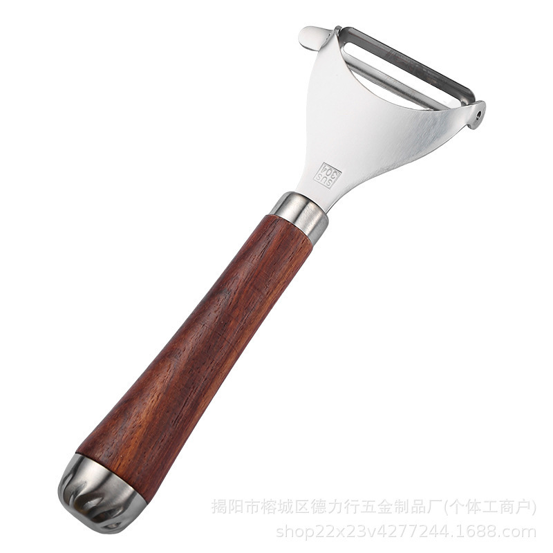 304不锈钢花梨木削皮刀 批发厨房工具多功能瓜果玉米刨丝土豆削皮|undefined